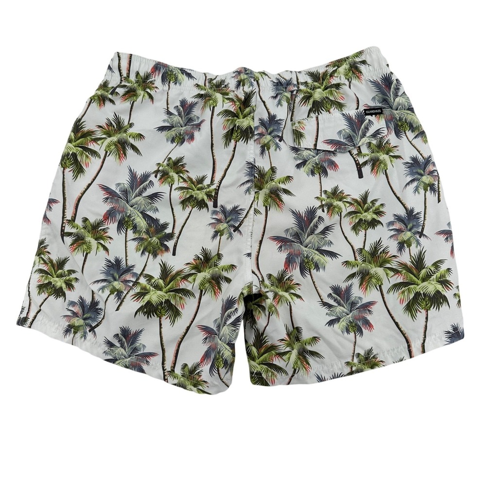 Island Haze Swim Trunks Mens XL White Tropical Palm Tree Print Board Shorts Swim
